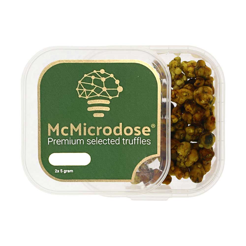 McMicrodose 2x 5 gram product box of magic truffles